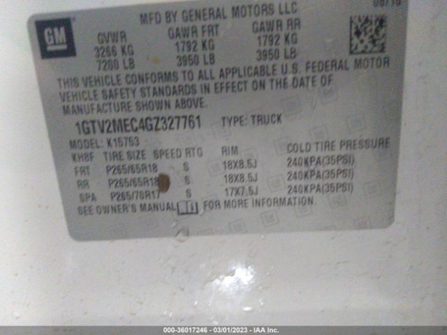 1GTV2MEC4GZ327761 GMC Sierra 1500 Sle