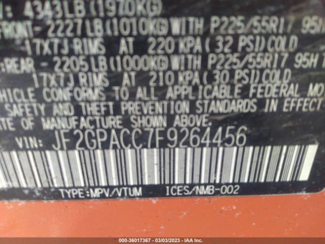 JF2GPACC7F9264456 Subaru Xv Crosstrek Premium
