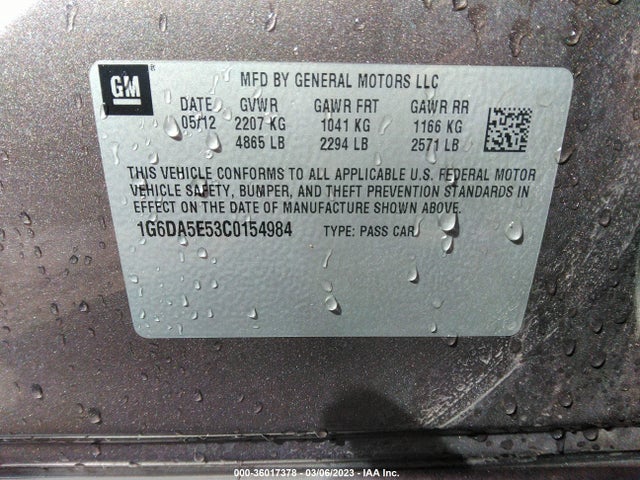 Cadillac CTS SEDAN 2012 1G6DA5E53C0154984 Image 11