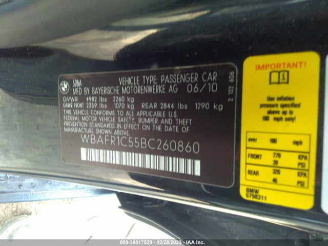 BMW 5 Series 528i 2011 WBAFR1C55BC260860 Image 9