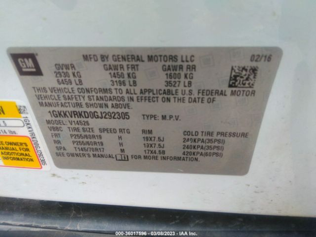 1GKKVRKD0GJ292305 GMC ACADIA SLT