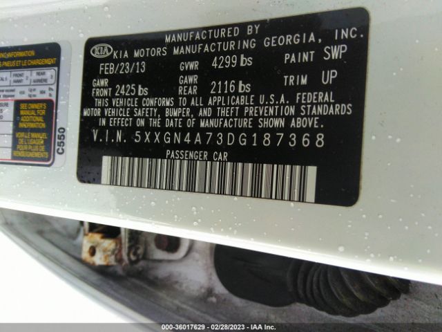 5XXGN4A73DG187368 KIA OPTIMA EX