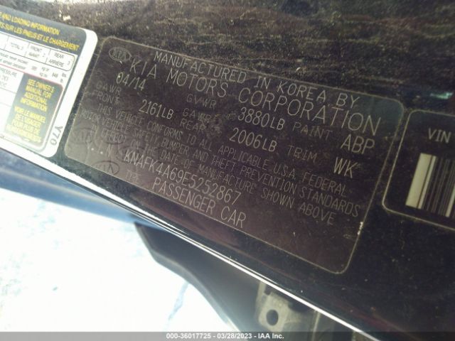 KNAFK4A69E5252867 KIA FORTE LX