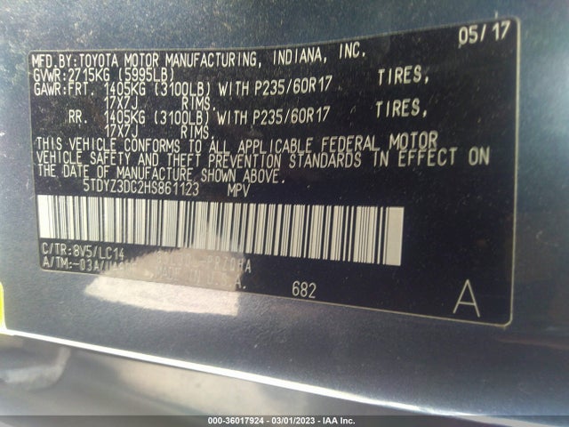 Toyota Sienna Xle Auto Access 2017 5TDYZ3DC2HS861123 Image 9