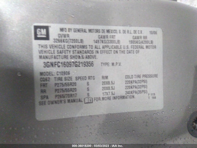 Chevrolet Suburban Lt 2007 3GNFC16097G219356 Image 10
