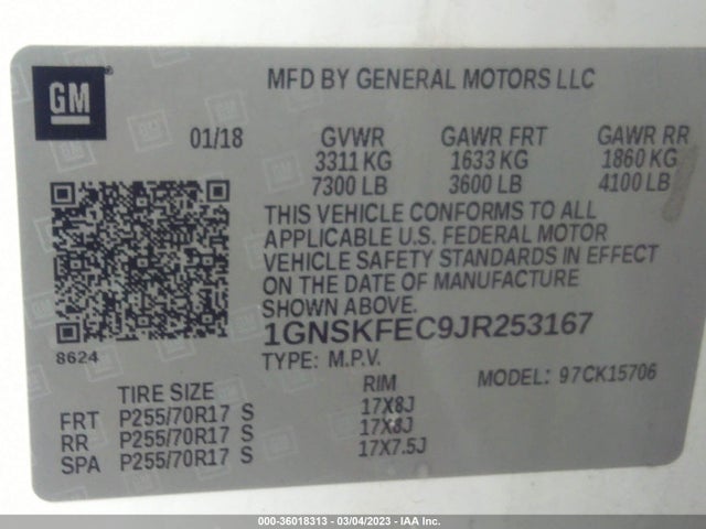 2018 Chevrolet Tahoe, VIN: 1GNSKFEC9JR253167