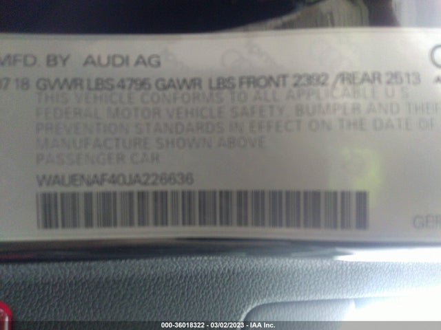 WAUENAF40JA226636 Audi A4 Premium Plus