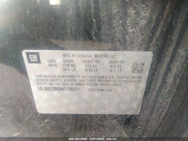 Chevrolet le2 -di: direct injection, vvt: variable valve timing, gen, alum 2017 1G1BE5SM3H7108521 Image 25