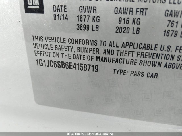 Chevrolet SONIC LT 2014 1G1JC6SB6E4158719 Image 10
