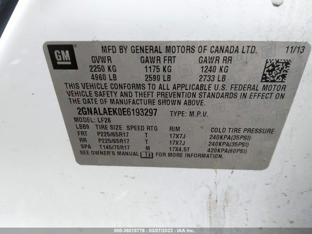 Chevrolet EQUINOX LS 2014 2GNALAEK0E6193297 Image 10