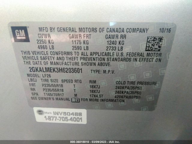 2GKALMEK3H6203601 GMC Terrain Sle
