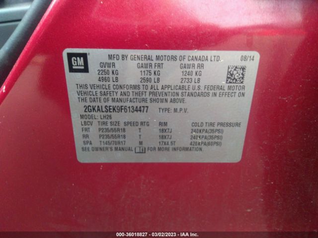 2GKALSEK9F6134477 GMC Terrain Slt