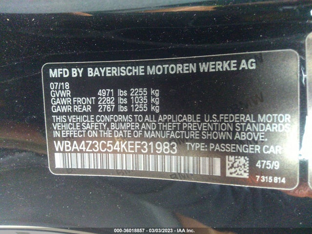 BMW 4 Series 430i Xdrive 2019 WBA4Z3C54KEF31983 Image 9