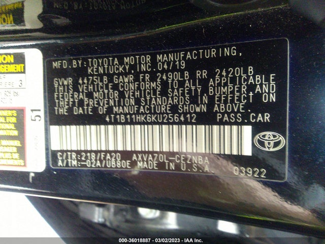 Toyota CAMRY LE 2019 4T1B11HK6KU256412 Image 9