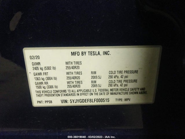 5YJYGDEF8LF000515 Tesla Model Y Long Range/performance