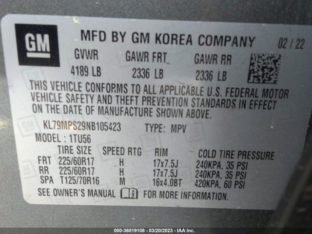 Chevrolet Trailblazer Lt 2022 KL79MPS29NB105423 Image 9