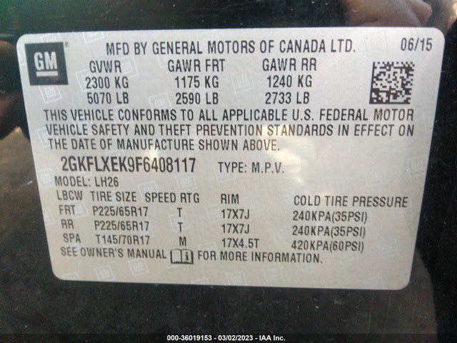 GMC Terrain Slt 2015 2GKFLXEK9F6408117 Image 9