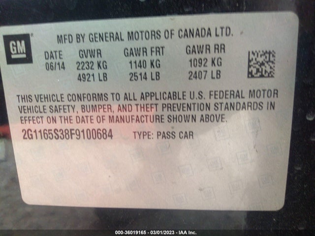 Chevrolet IMPALA LTZ 2015 2G1165S38F9100684 Image 10