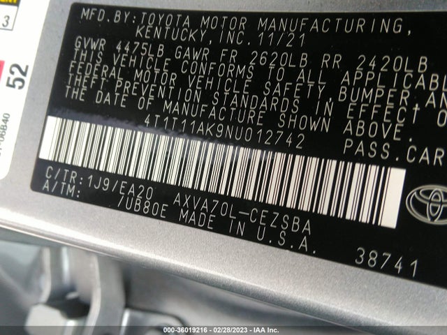 Toyota CAMRY SE 2022 4T1T11AK9NU012742 Image 10