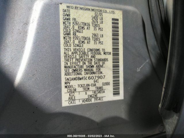 5N1AN08W45C607907 Nissan Xterra S