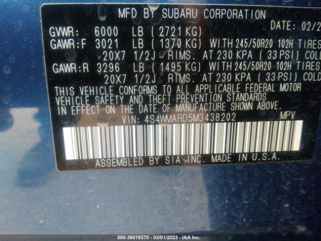 4S4WMARD5M3438202 Subaru Ascent Touring