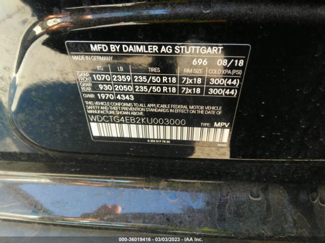 WDCTG4EB2KU003000 Mercedes-Benz Gla Gla 250