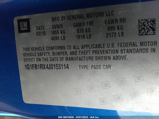 Chevrolet Camaro 1lt 2018 1G1FB1RX4J0153114 Image 9