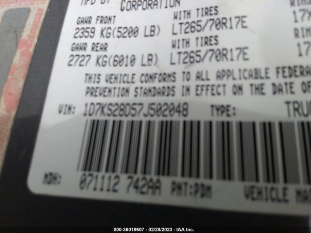Dodge Ram 2500 Slt 2007 1D7KS28D57J502048 Image 10