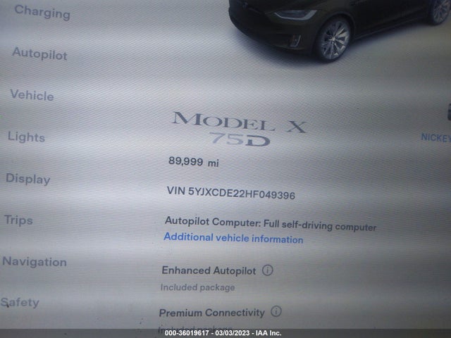 Tesla Model X 90d/75d/100d 2017 5YJXCDE22HF049396 Image 7