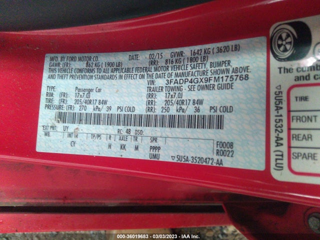 2015 Ford Fiesta, VIN: 3FADP4GX9FM175768