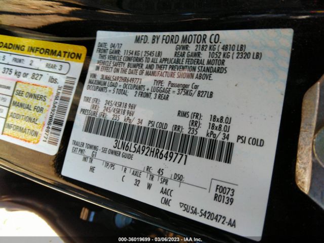 3LN6L5A92HR649771 Lincoln Mkz Premiere