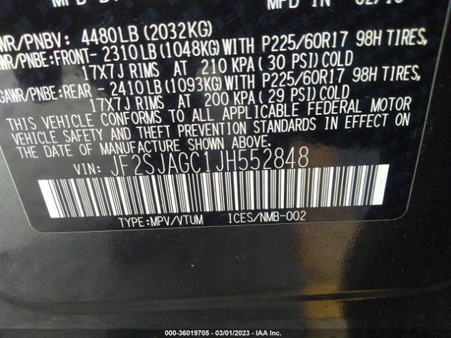 JF2SJAGC1JH552848 Subaru Forester Premium