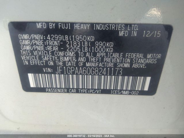 JF1GPAA60G8241173 Subaru Impreza Wagon 2.0i