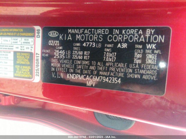 KNDPMCAC6M7942354 KIA Sportage Lx