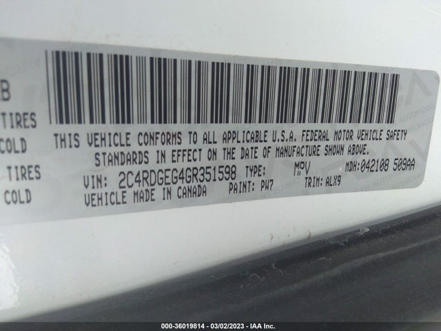 Dodge Grand Caravan R/t 2016 2C4RDGEG4GR351598 Image 9