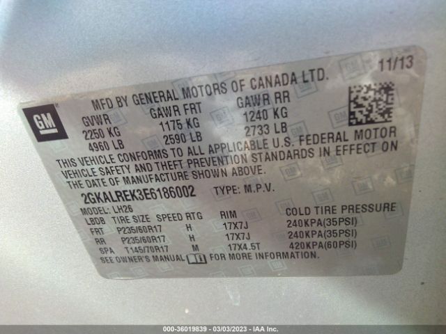 2GKALREK3E6186002 GMC Terrain Sle