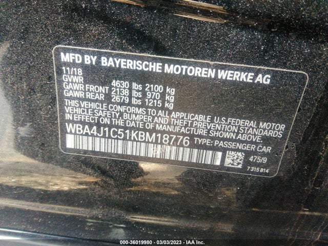2019 BMW 4 Series, VIN: WBA4J1C51KBM18776
