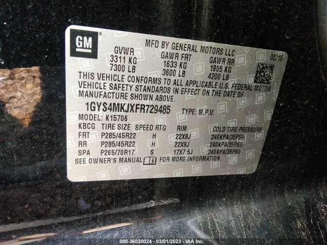 1GYS4MKJXFR729485 Cadillac Escalade Luxury