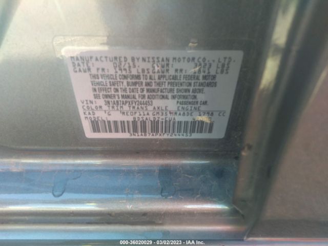 3N1AB7APXFY244453 Nissan SENTRA SV