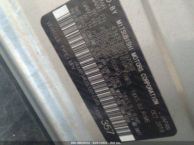 JA4AP3AU0LU010389 Mitsubishi Outlander Sport Es 2.0/sp 2.0