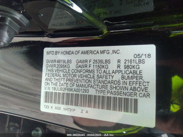 19UUB2F69KA001293 Acura Tlx W/a-spec Pkg