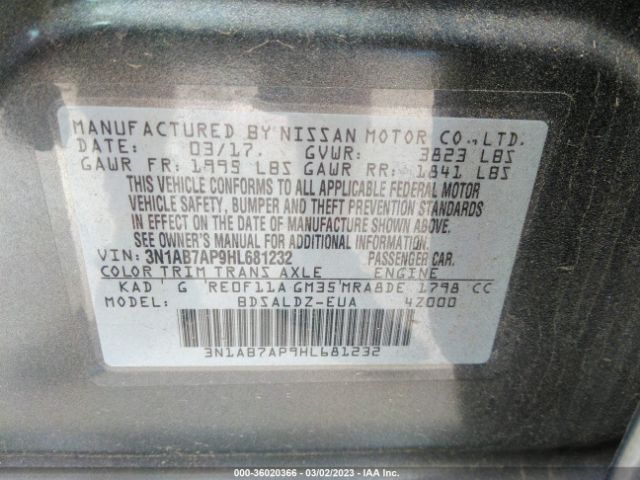 3N1AB7AP9HL681232 Nissan SENTRA SV