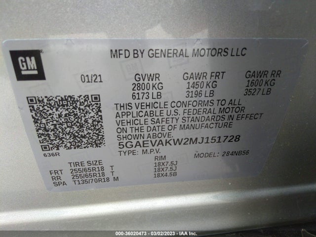 2021 Buick Enclave, VIN: 5GAEVAKW2MJ151728