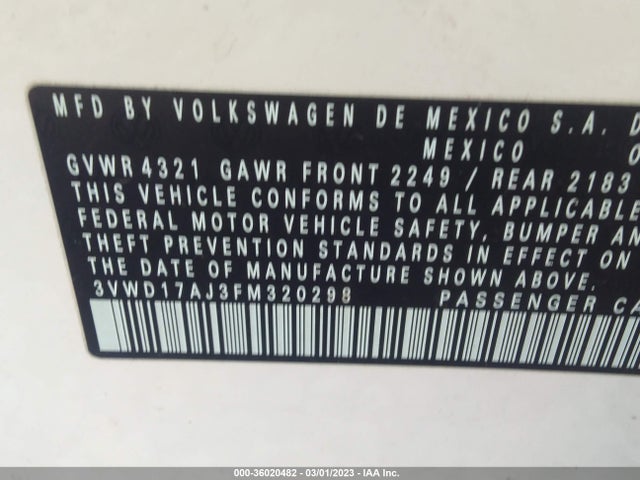 2015 VOLKSWAGEN JETTA SEDAN 1.8T SE VIN: 3VWD17AJ3FM320298
