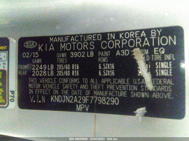 KIA Soul Base 2015 KNDJN2A29F7798290 Image 10