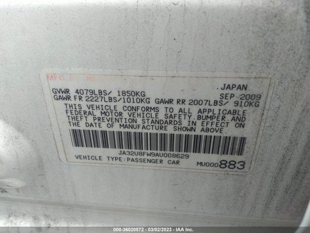 Mitsubishi Lancer 2010 JA32U8FW9AU008629 Image 9