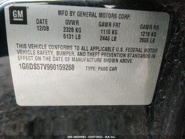 2009 CADILLAC CTS AWD W/1SB VIN: 1G6DS57V990159268