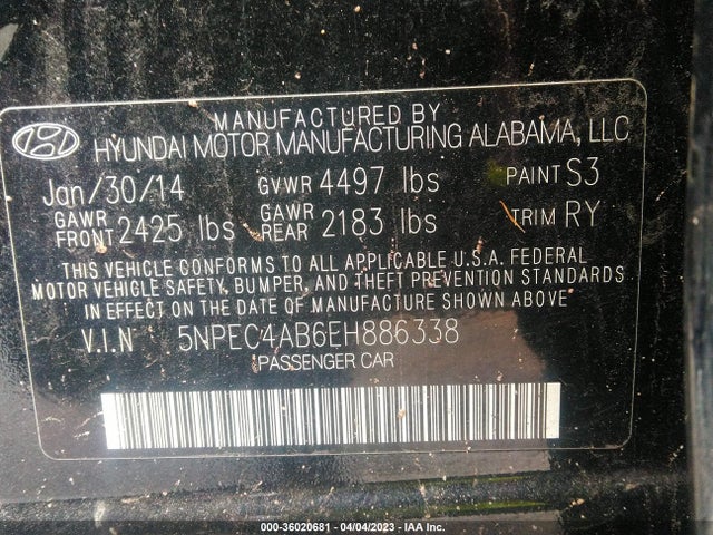 Hyundai SONATA SE 2014 5NPEC4AB6EH886338 Image 9