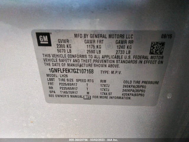 Chevrolet EQUINOX LT 2016 1GNFLFEK7GZ107168 Image 10