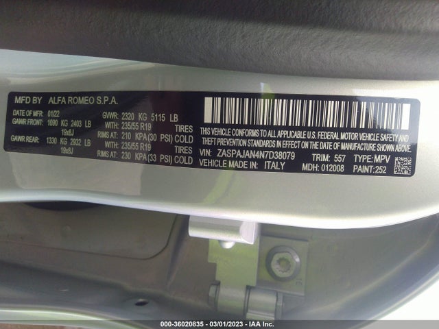 ZASPAJAN4N7D38079 Alfa Romeo Stelvio Sprint
